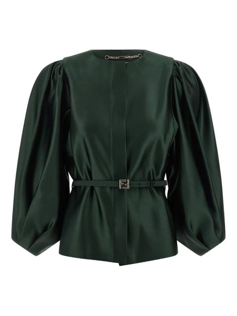 FENDI balloon-sleeve belted blazer - Green - zdjęcie produktu nr 1