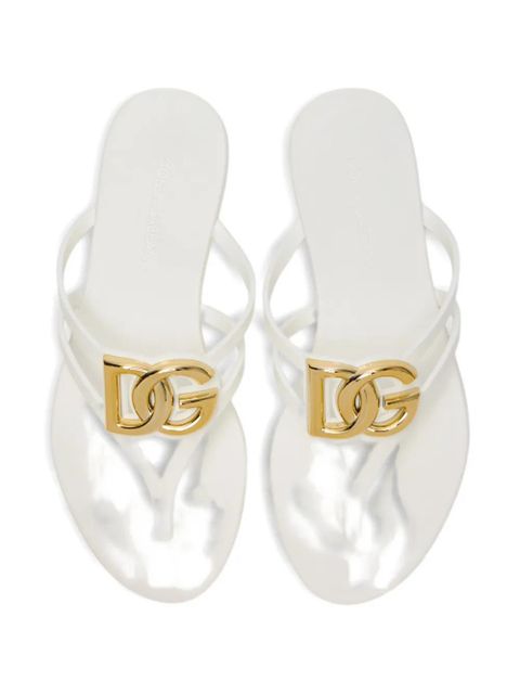 Dolce & Gabbana logo-plaque sandals - White