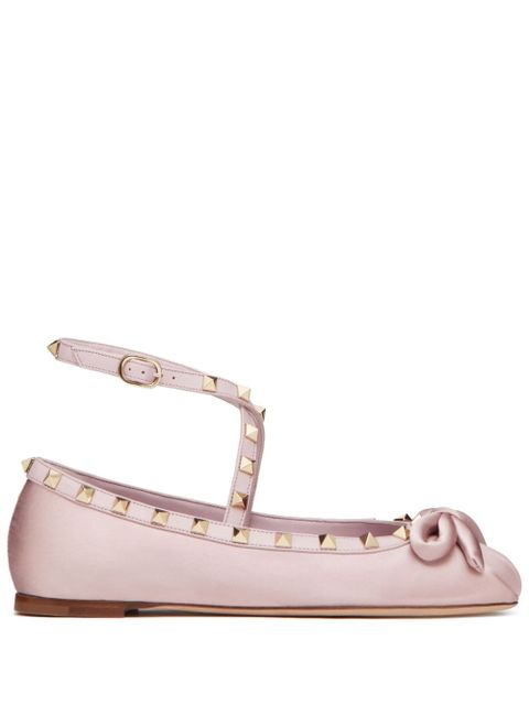 Valentino Garavani Rockstud satin ballerina shoes - Pink - zdjęcie produktu nr 1