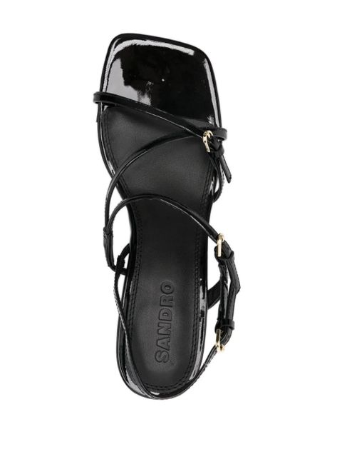 SANDRO 60mm square-toe patent-leather sandals - Black - zdjęcie produktu nr 2