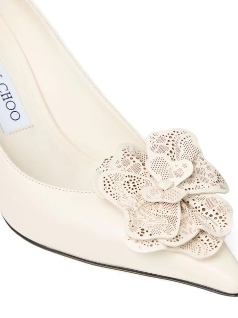 Jimmy Choo 85mm Mimmi flower-appliqué pumps - Neutrals