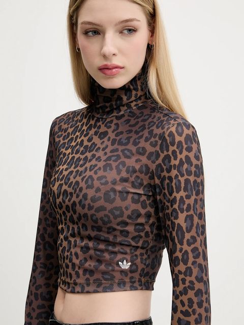 adidas Originals longsleeve Long Sleeve Tee kolor brązowy z golfem JW2772