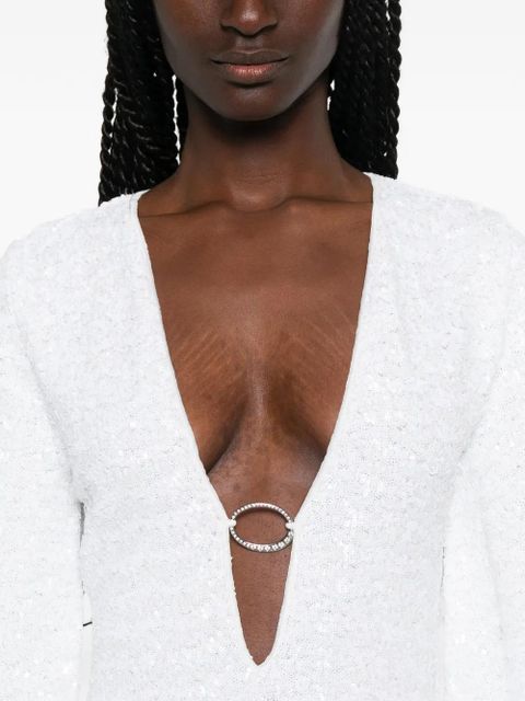 Oséree paillettes ring-detail mini dress - White