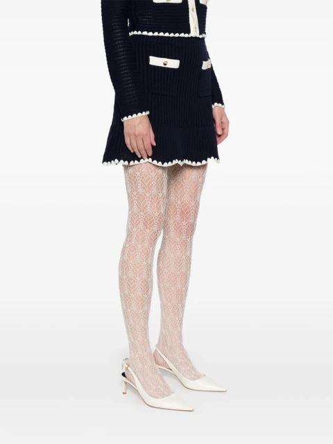 Self-Portrait crochet-knit mini skirt - Blue - zdjęcie produktu nr 2