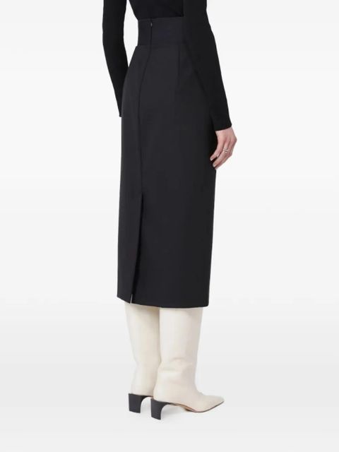 Sportmax elasticated-waistband slit midi skirt - Black