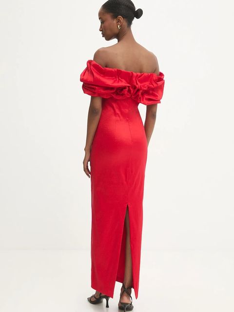 Answear.LAB sukienka kolor czerwony maxi dopasowana