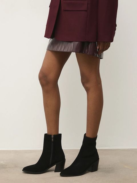 Answear.LAB botki zamszowe kolor czarny na słupku - zdjęcie produktu nr 1