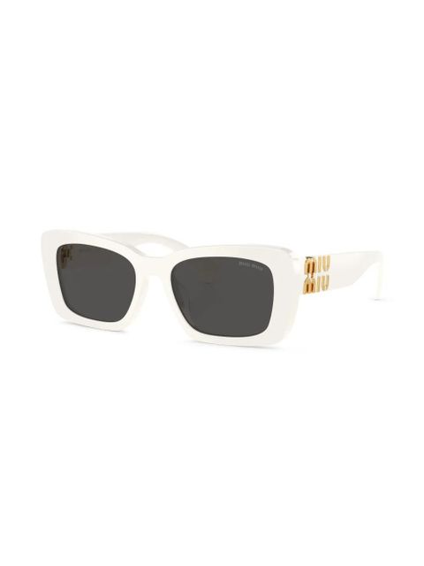 Miu Miu Eyewear logo-plaque square-frame sunglasses - White - zdjęcie produktu nr 2