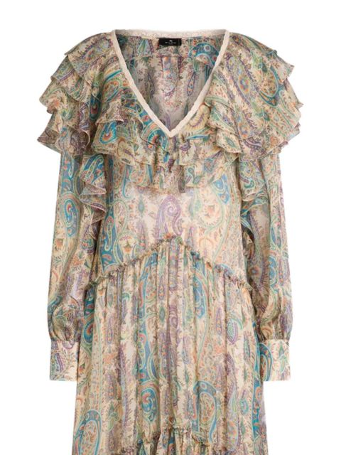 ETRO ruffled-detail paisley-print silk maxi dress - Neutrals