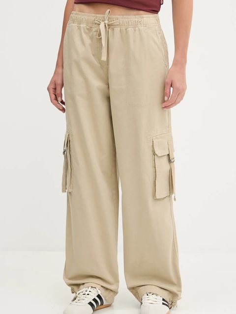 Tommy Jeans spodnie damskie kolor beżowy proste high waist DW0DW20995 - zdjęcie produktu nr 1