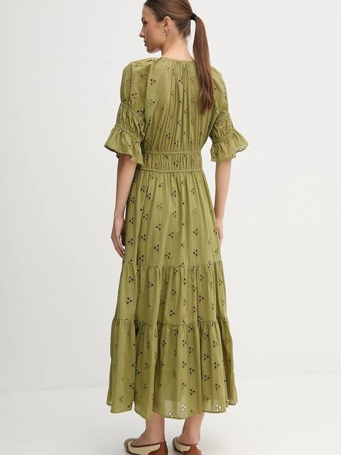 Hoss Intropia sukienka bawełniana kolor zielony maxi rozkloszowana 8222112 - zdjęcie produktu nr 2