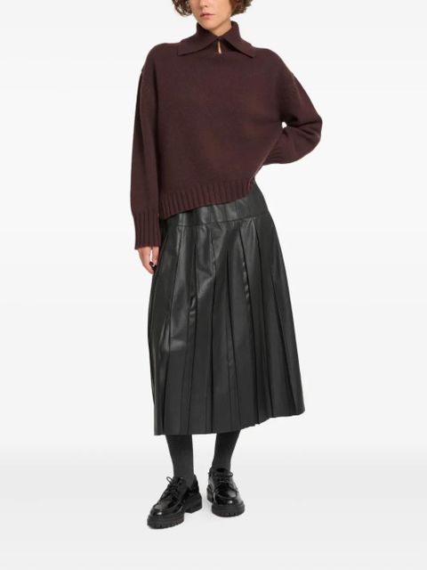 Yves Salomon pleated leather midi skirt - Black - zdjęcie produktu nr 2