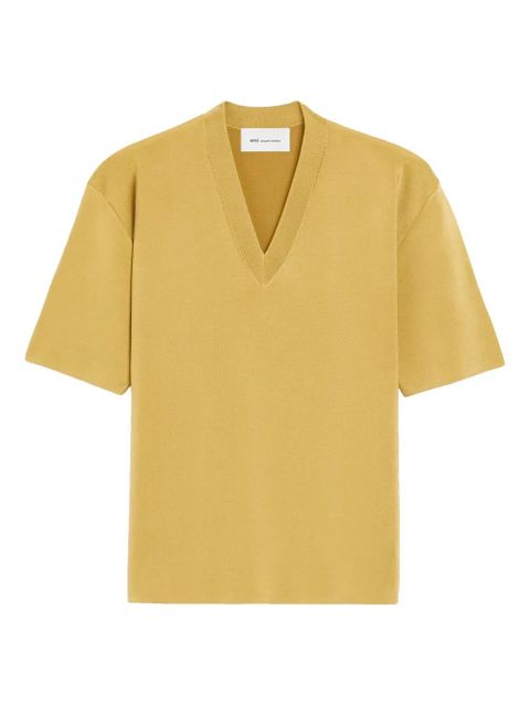 AMI Paris V-neck short-sleeve top - Yellow - zdjęcie produktu nr 1