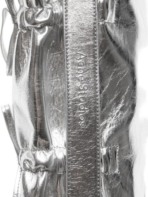 Acne Studios metallic-leather drawstring tote bag - Silver
