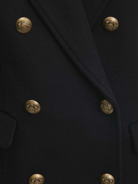 Answear.LAB płaszcz wełniany kolor czarny przejściowy dwurzędowy