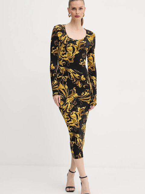 Versace Jeans Couture sukienka kolor czarny midi dopasowana 79HAO920 JS500 - zdjęcie produktu nr 1