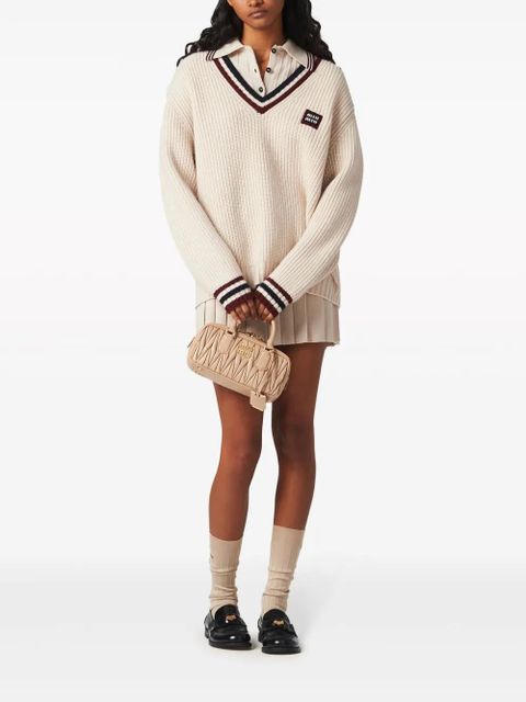 Miu Miu ribbed-knit cashmere polo shirt - Neutrals - zdjęcie produktu nr 2