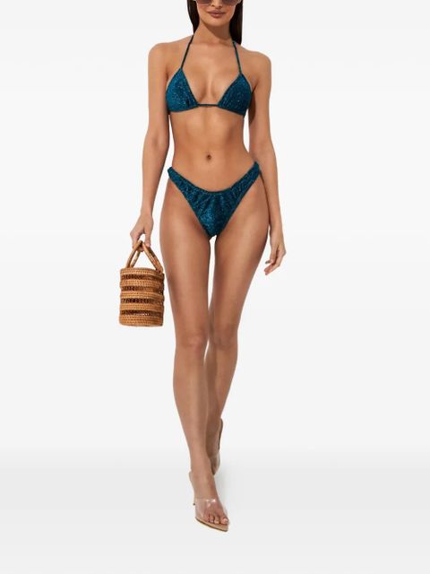 Reina Olga Guia metallic-effect bikini set - Blue