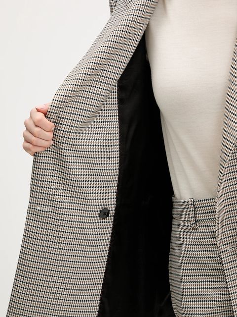 HUGO marynarka Amalisa kolor beżowy jednorzędowa wzorzysta 50554439