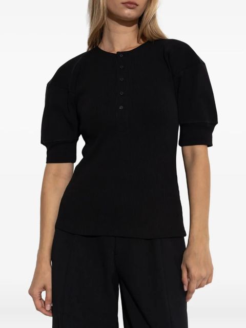 Victoria Beckham puff-sleeve ribbed top - Black