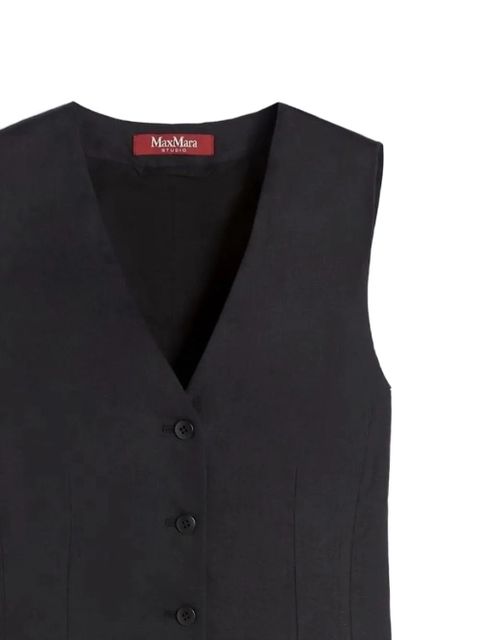 Max Mara Carnet V-neck button linen waistcoat - Black - zdjęcie produktu nr 2