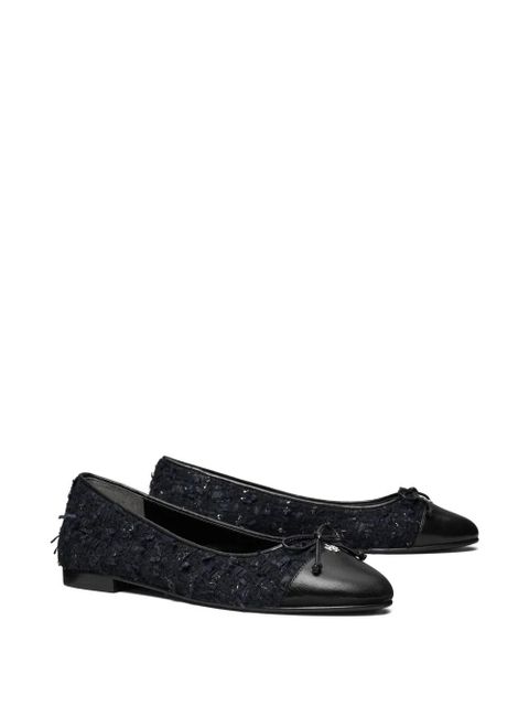 Tory Burch tweed cap-toe ballet flats - Blue