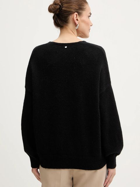 BOSS Orange sweter z dodatkiem wełny damski kolor czarny 50550464