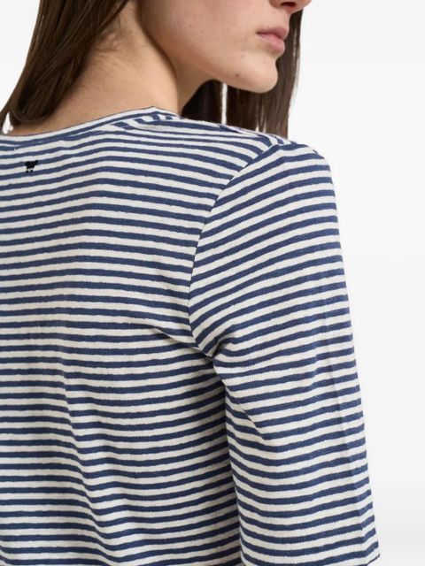 Weekend Max Mara striped V-neck linenT-shirt - Blue