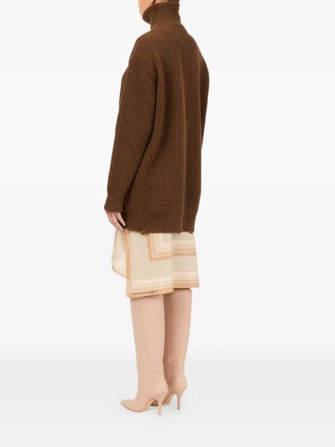 MM6 Maison Margiela ribbed zip-up cardigan - Brown