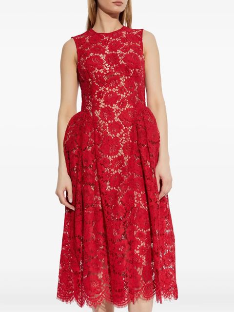 Self-Portrait lace-overlay dress - Red