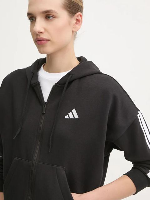 adidas bluza Essentials damska kolor czarny z kapturem z aplikacją JE1283