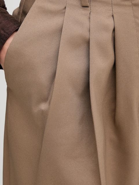 Sisley spodnie damskie kolor brązowy fason cygaretki high waist 4V99LF07S