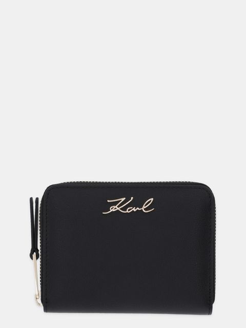 Karl Lagerfeld portfel skórzany K/SIGNATURE damski kolor czarny B1W32036 - zdjęcie produktu nr 1