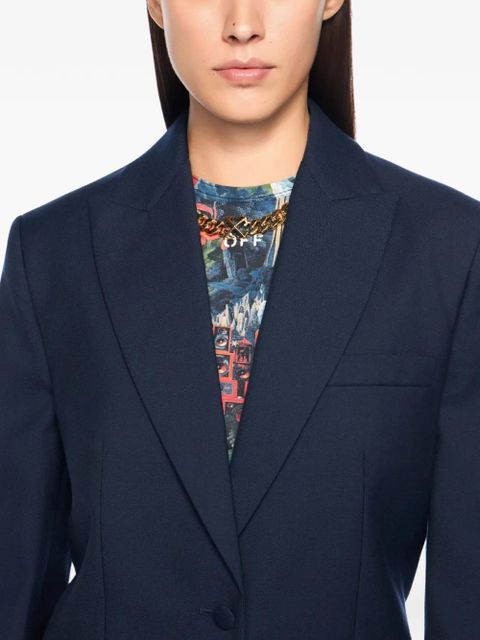 Off-White label-patch blazer - Blue - zdjęcie produktu nr 2
