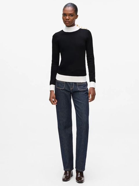 Karl Lagerfeld sweter damski kolor czarny lekki z półgolfem A4W18038