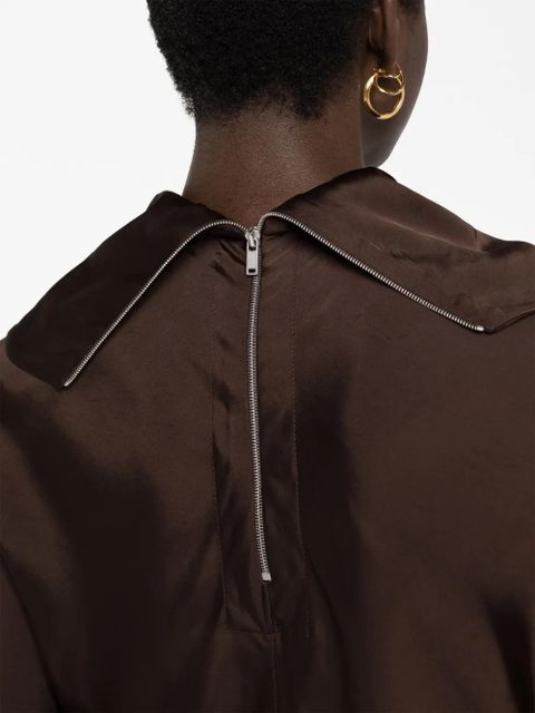 Jil Sander draped-neck long-sleeve blouse - Brown - zdjęcie produktu nr 2