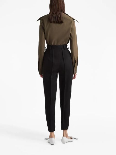 Prada floral-embellished poplin shirt - Green