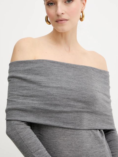 Liviana Conti sukienka wełniana kolor szary maxi prosta F5WA47