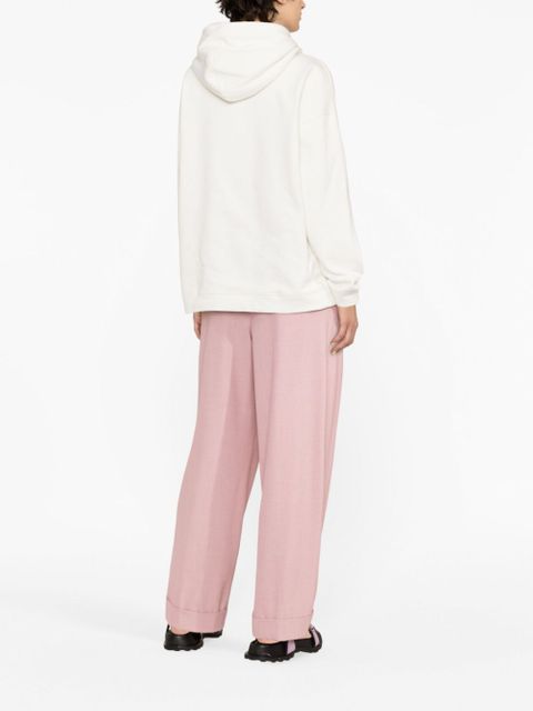 GANNI logo-appliqué organic cotton hoodie - White