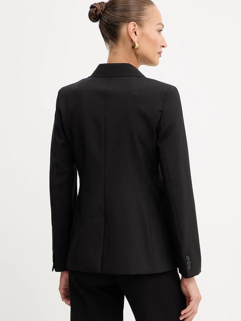 Weekend Max Mara marynarka wełniana ORNATI kolor czarny dwurzędowa gładka 2525046012600