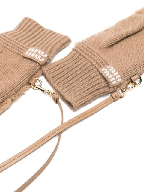 Miu Miu shearling gloves - Neutrals