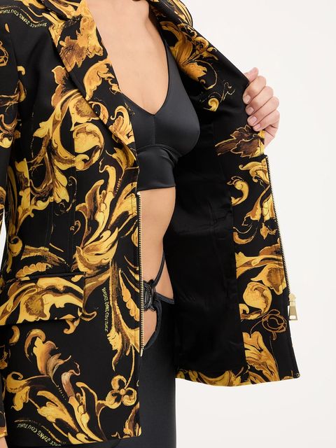 Versace Jeans Couture marynarka kolor czarny jednorzędowa wzorzysta 79HAQ703 NS565