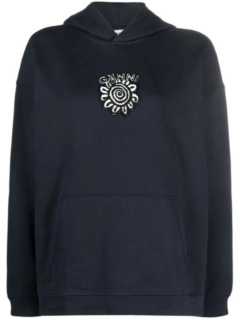 GANNI Isoli Flower organic cotton hoodie - Blue - zdjęcie produktu nr 1