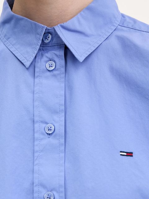 Tommy Jeans koszula bawełniana damska kolor fioletowy relaxed z kołnierzykiem klasycznym DW0DW22078