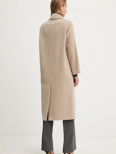 Weekend Max Mara płaszcz z dodatkiem wełny ZUFOLO kolor beżowy 2525016092600