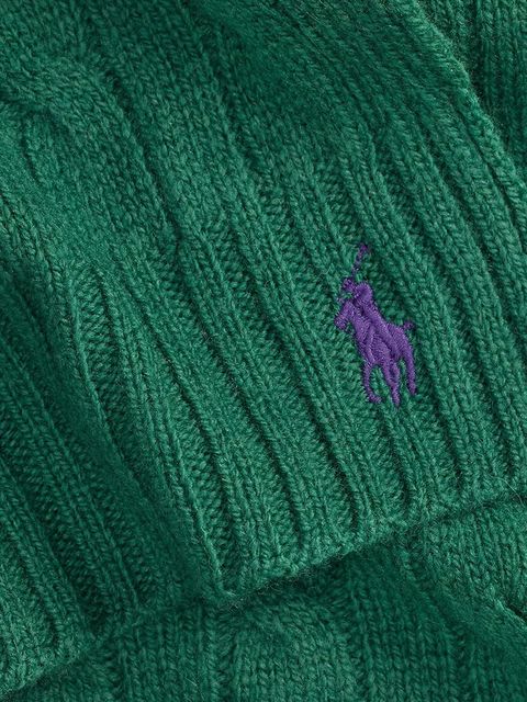 Polo Ralph Lauren szalik wełniany damski kolor zielony gładki 455956296