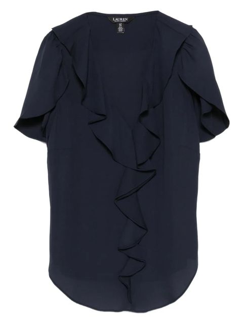 Lauren Ralph Lauren ruffle-detail short-sleeve blouse - Blue - zdjęcie produktu nr 1