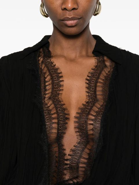 Blumarine lace-trim mini dress - Black