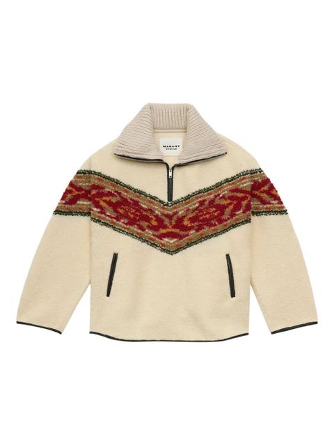 MARANT ÉTOILE Marner graphic-stripe fleece sweater - Neutrals - zdjęcie produktu nr 1