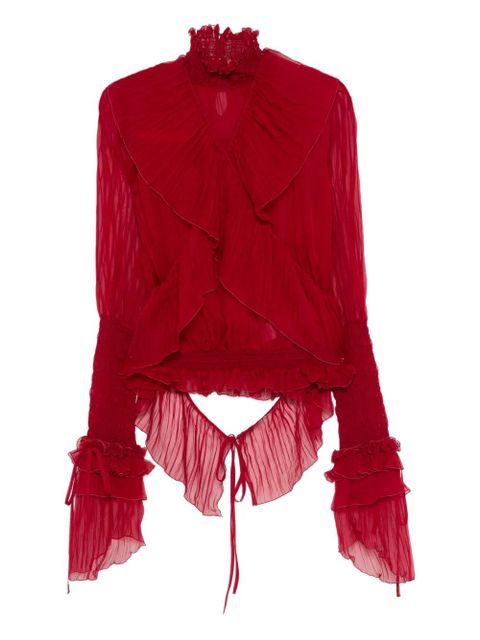 Blumarine ruffled-detail blouse - Red - zdjęcie produktu nr 1